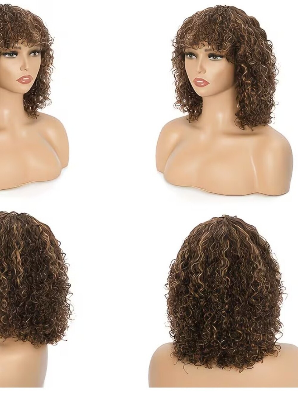 Trendy Deep Kinky Curly Ash Brown With Honey Blonde Highlights